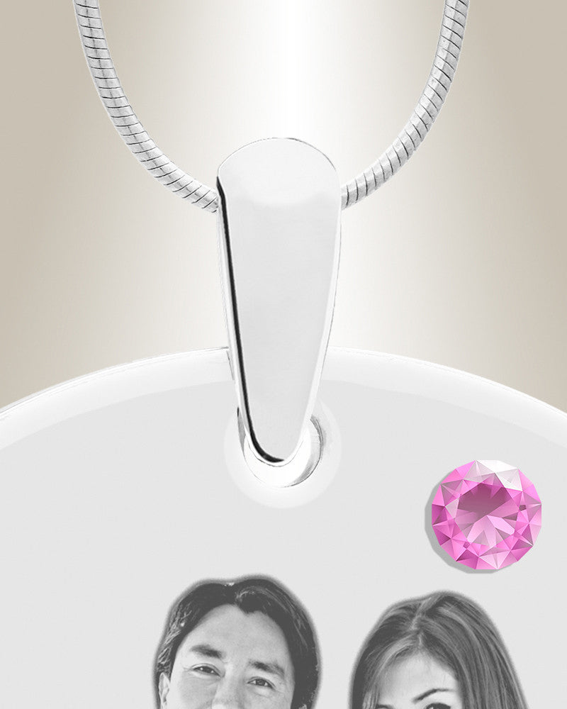 Birthstone Large Dog Tag June Photo Engraved Stainless Keepsake