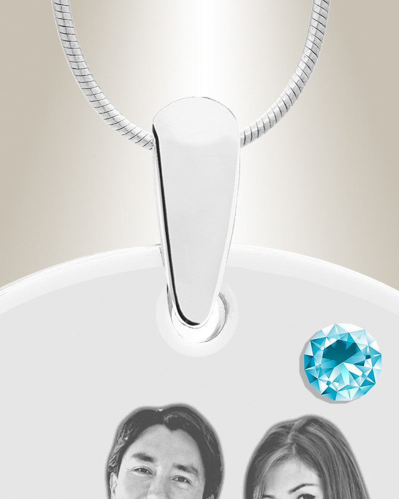 Birthstone Large Dog Tag March Photo Engraved Stainless Keepsake