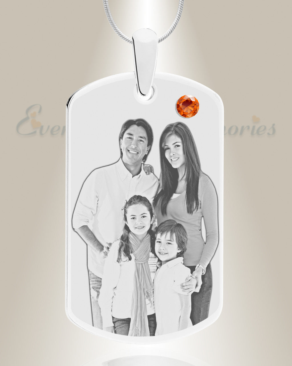 Birthstone Large Dog Tag November Photo Engraved Stainless Keepsake