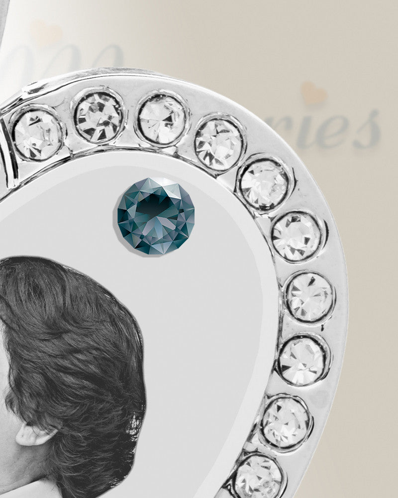 Birthstone Gem Heart December Photo Engraved Stainless Keepsake