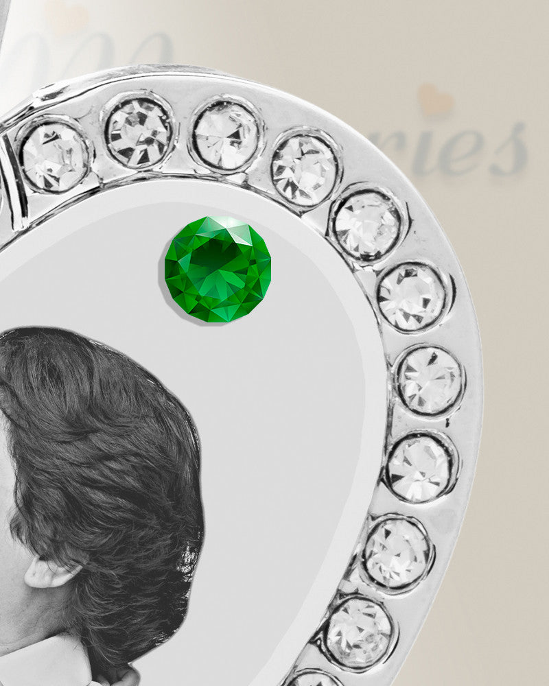 Birthstone Gem Heart May Photo Engraved Stainless Keepsake