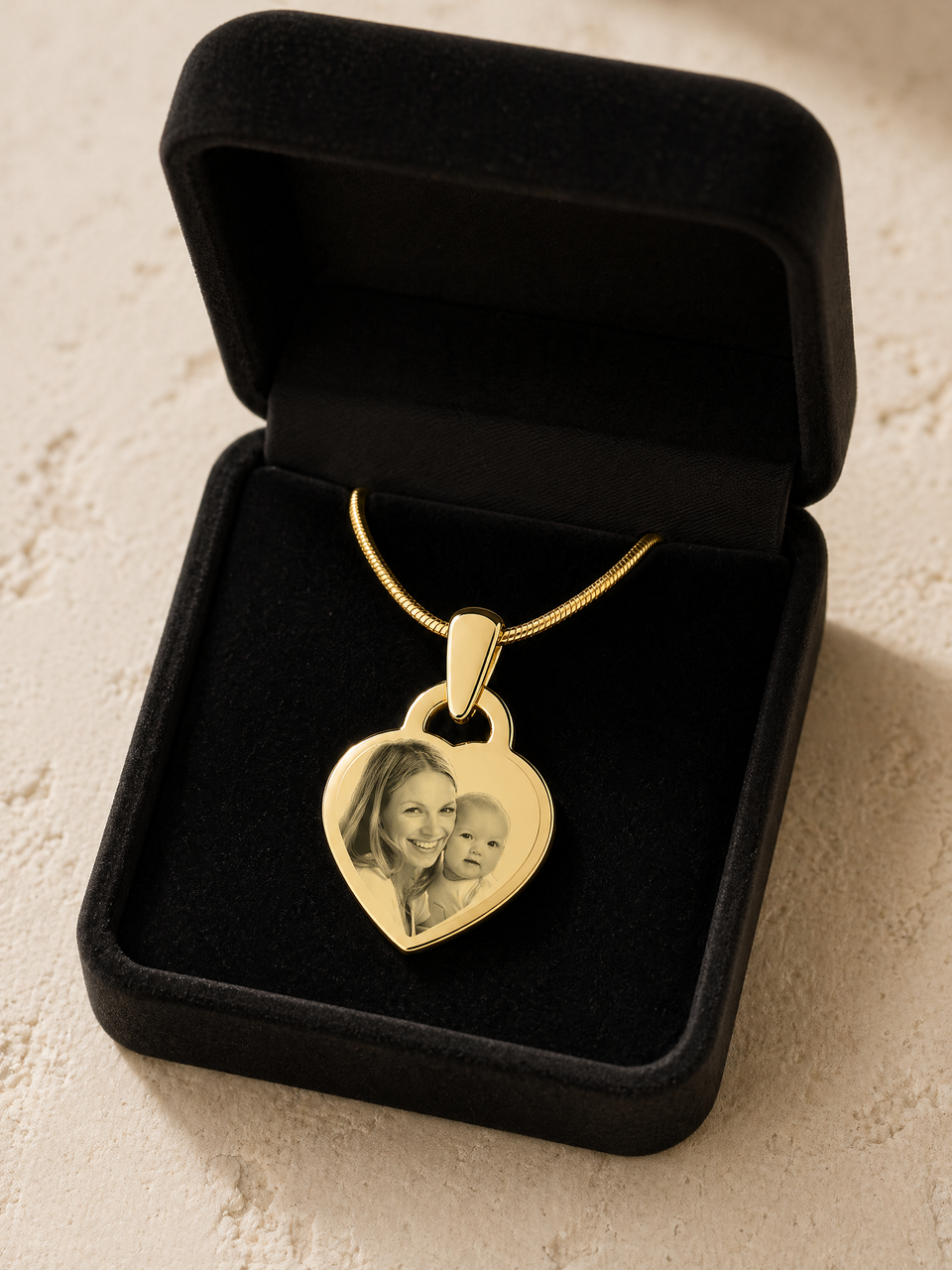 Small Heart Photo Engraved Gold Plated over Stainless Keepsake
