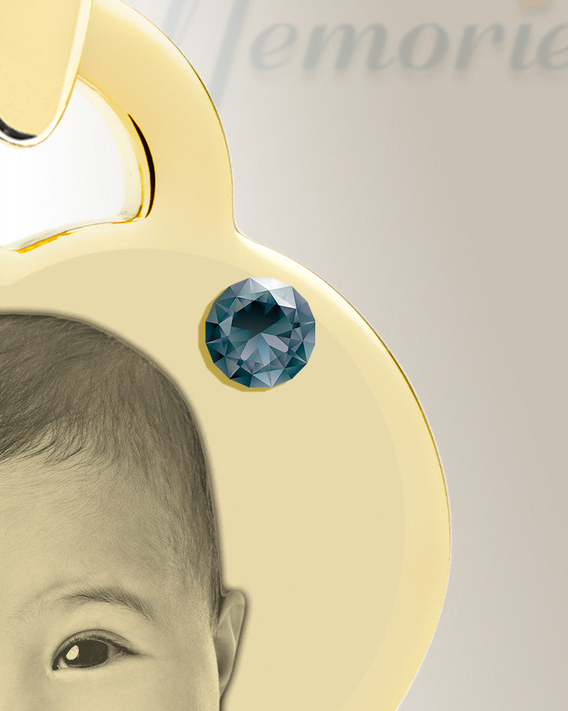 Birthstone Small Heart December Photo Engraved Gold Plated over Stainless Keepsake