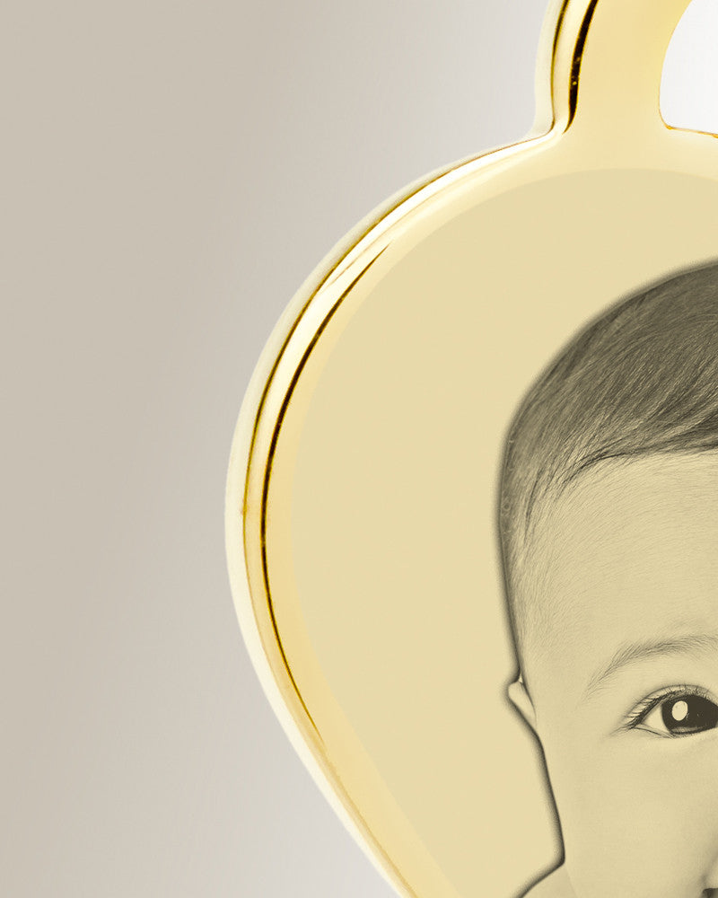 Birthstone Small Heart April Photo Engraved Gold Plated over Stainless Keepsake