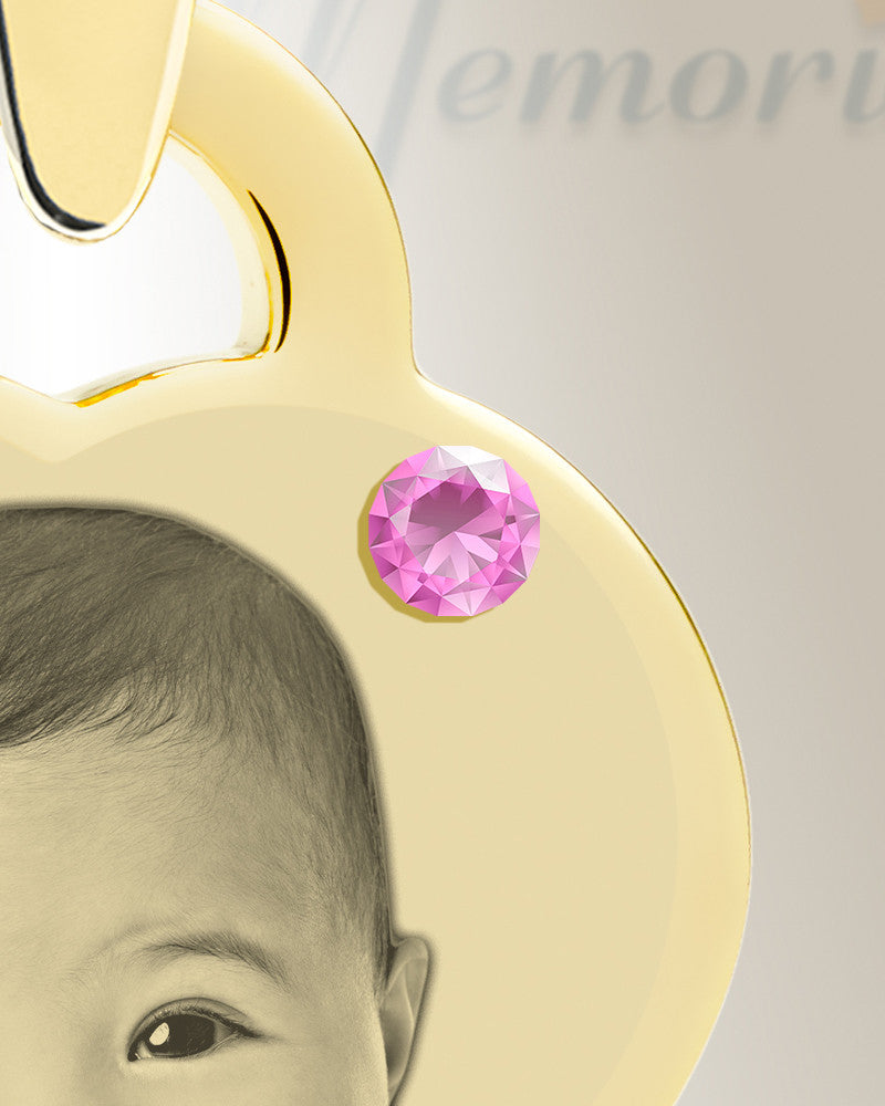 Birthstone Small Heart June Photo Engraved Gold Plated over Stainless Keepsake