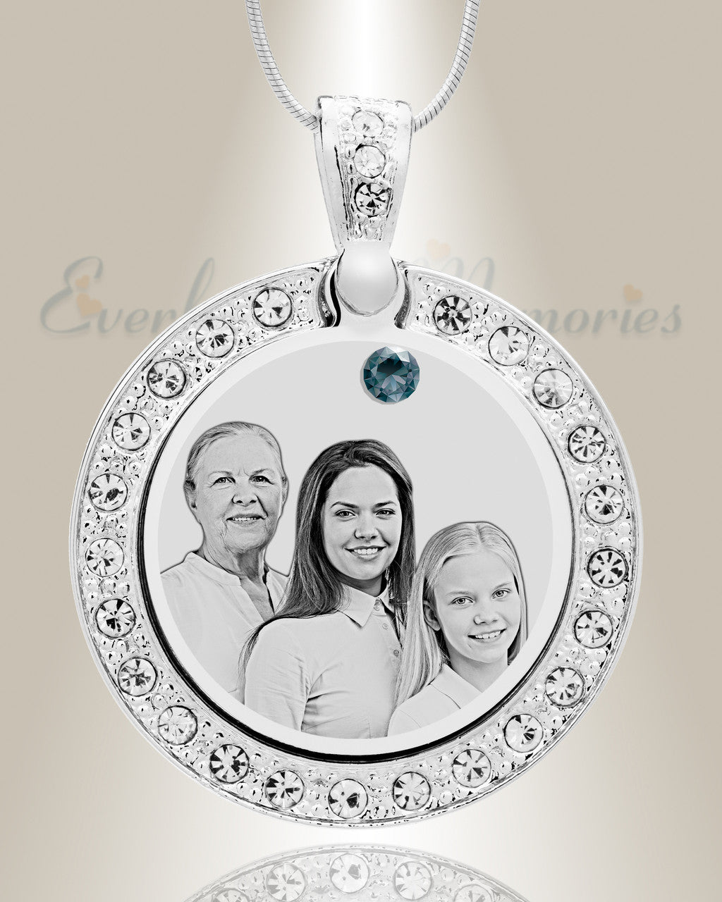 Birthstone Gem Circle December Photo Engraved Stainless Keepsake