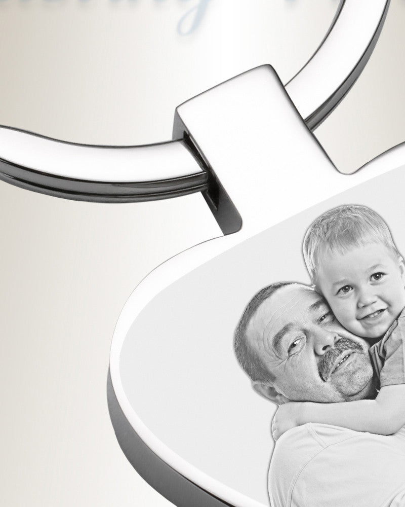 Cremation Full Heart Stainless Steel Photo Engraved Keychain