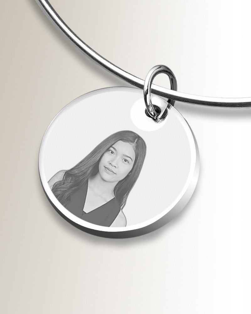 Sophisticated Round Photo Engraved Stainless Bracelet