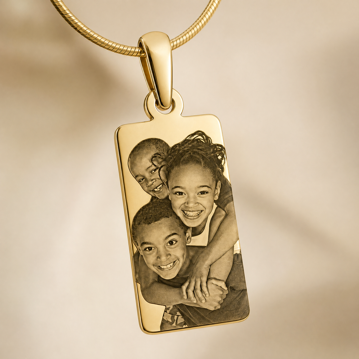 Gold Plated over Stainless Steel Tower Photo Pendant
