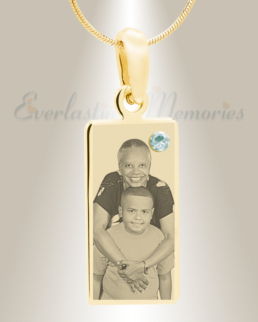April Birthstone Gold Plated over Stainless Steel Tower Photo Pendant
