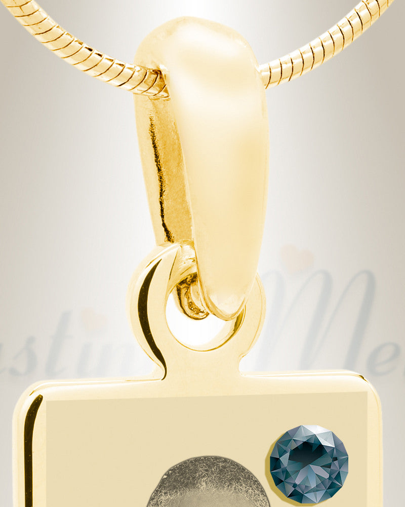 December Birthstone Gold Plated over Stainless Steel Tower Photo Pendant