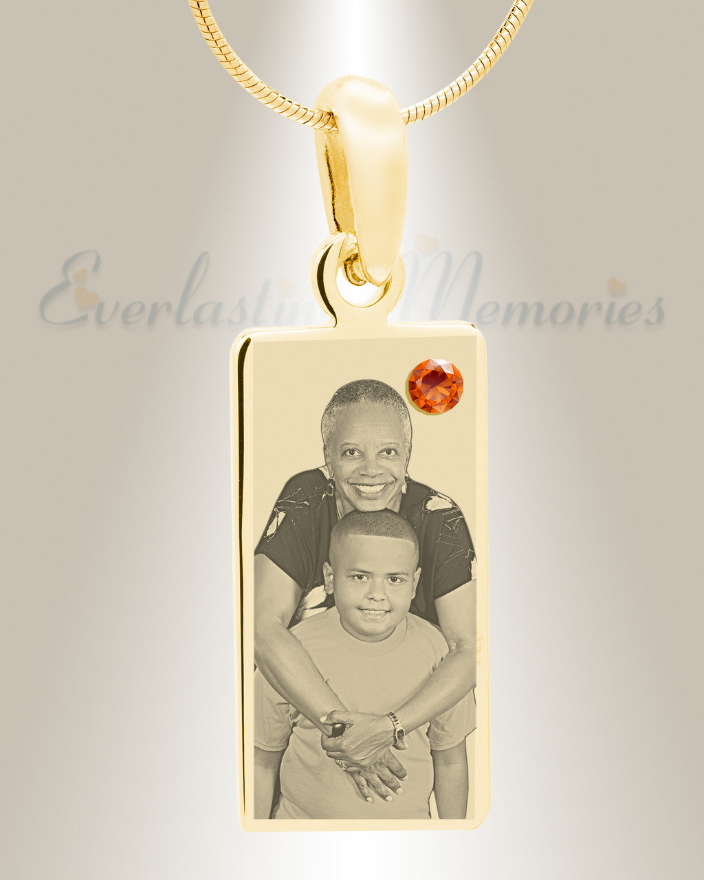 November Birthstone Gold Plated over Stainless Steel Tower Photo Pendant
