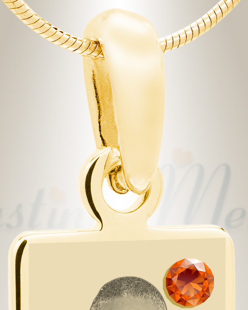 November Birthstone Gold Plated over Stainless Steel Tower Photo Pendant