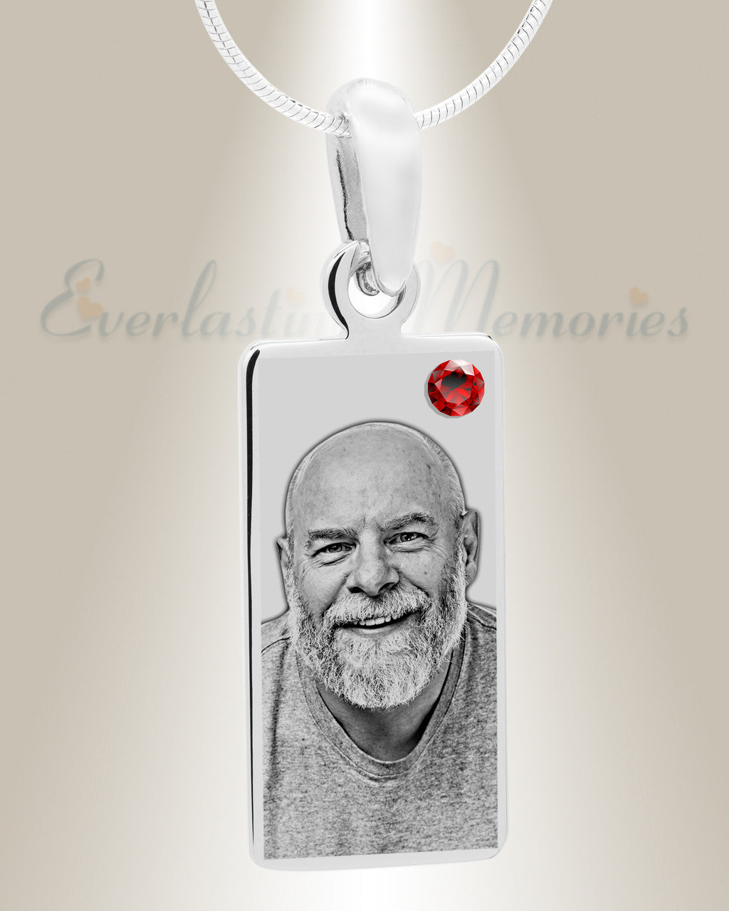 January Birthstone Stainless Steel Tower Photo Pendant