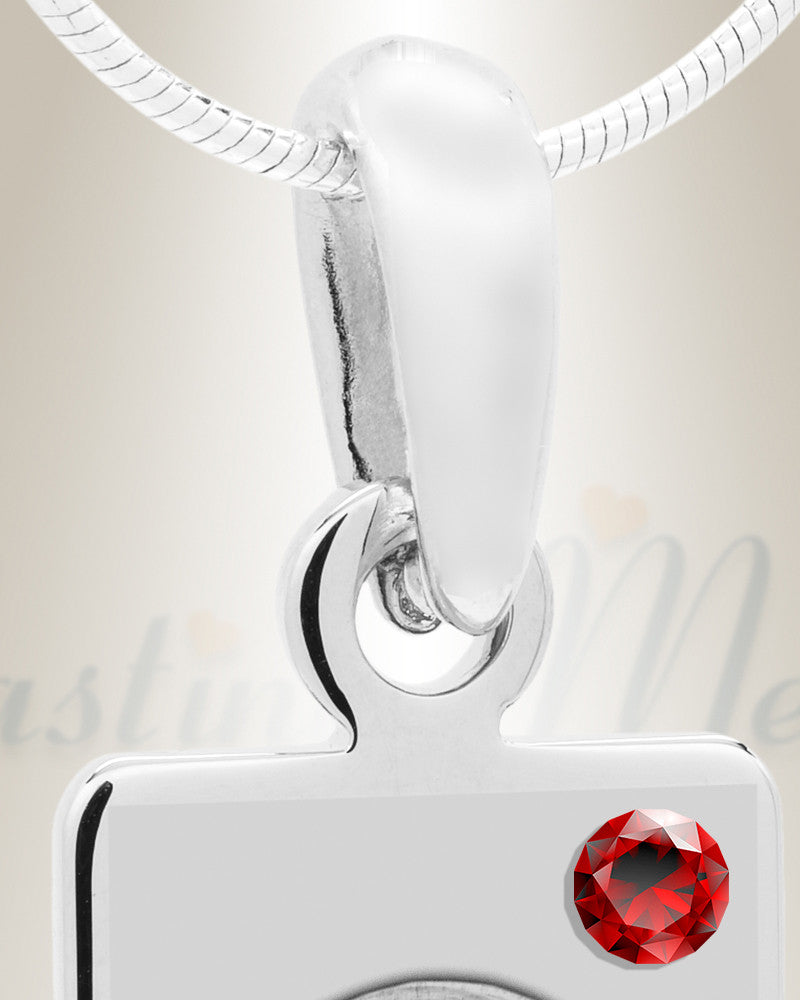 January Birthstone Stainless Steel Tower Photo Pendant