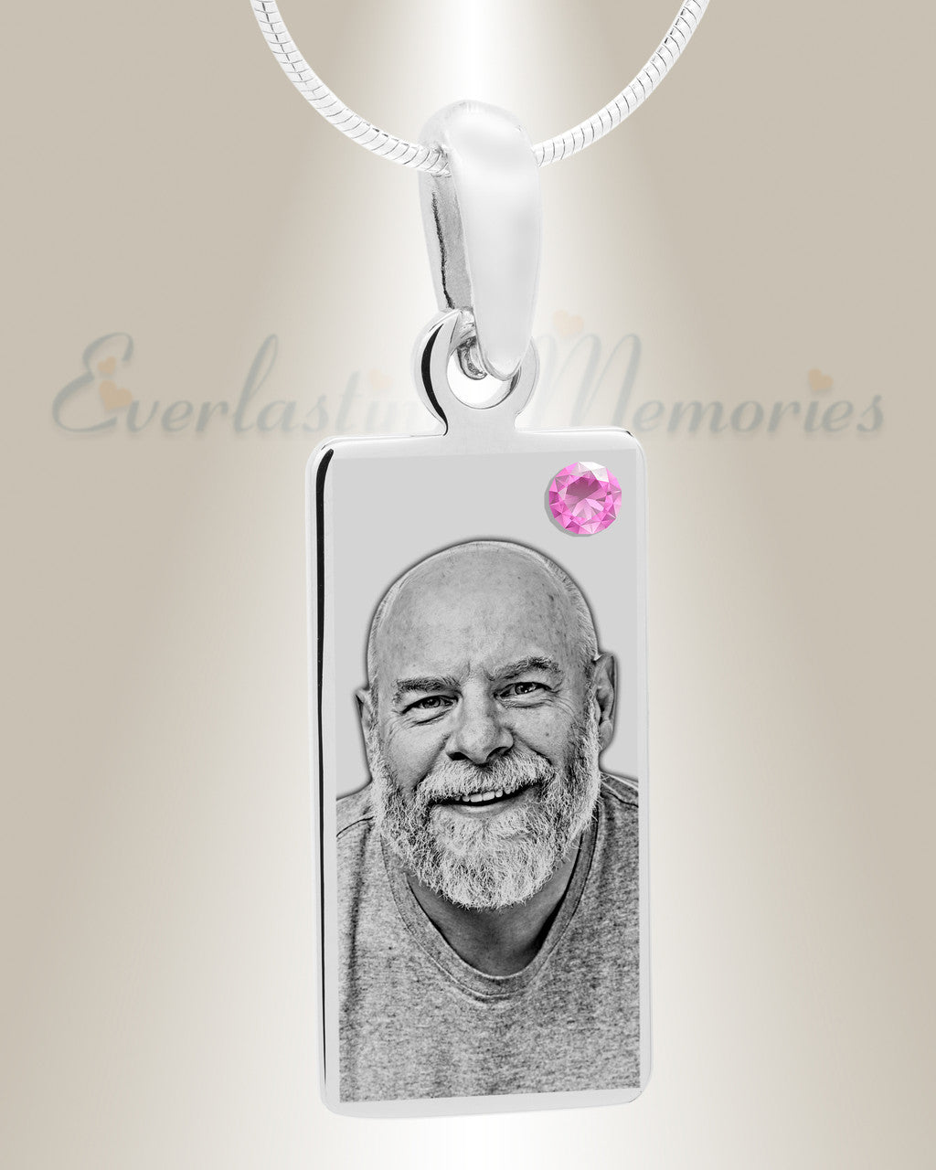 June Birthstone Stainless Steel Tower Photo Pendant