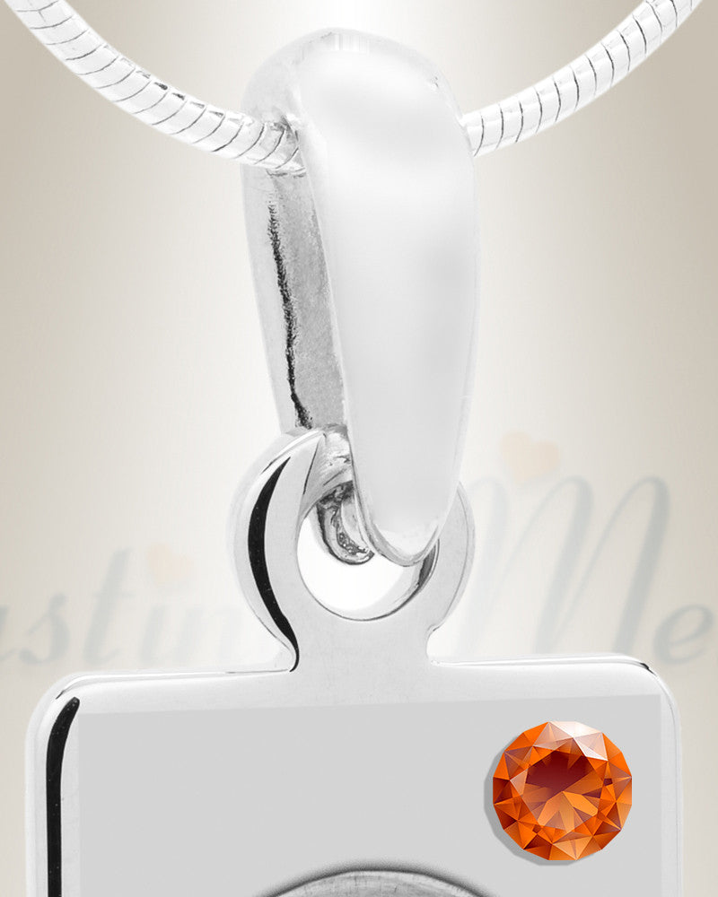 November Birthstone Stainless Steel Tower Photo Pendant