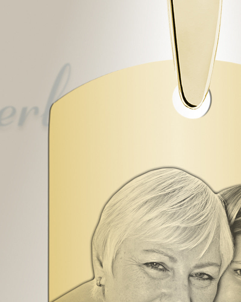 Small Dog Tag Gold Plated over Stainless Steel Photo Pendant