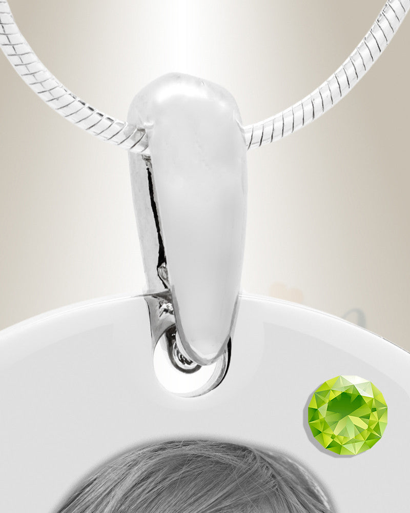 Birthstone Small Dog Tag August Stainless Steel Photo Pendant
