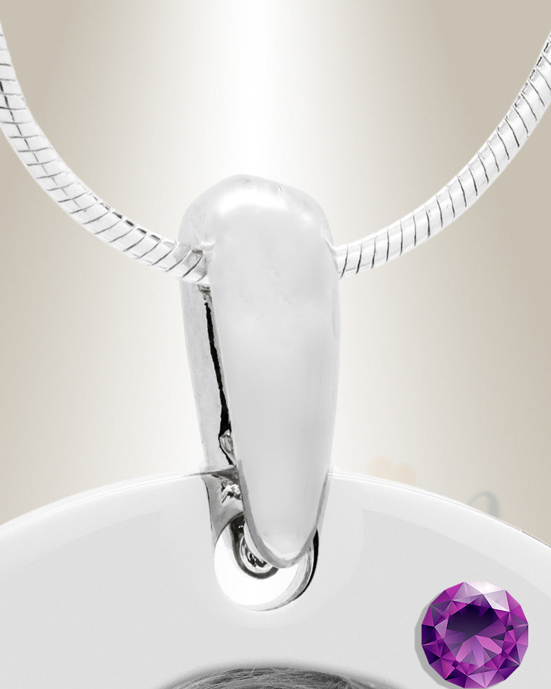 Birthstone Small Dog Tag February Stainless Steel Photo Pendant