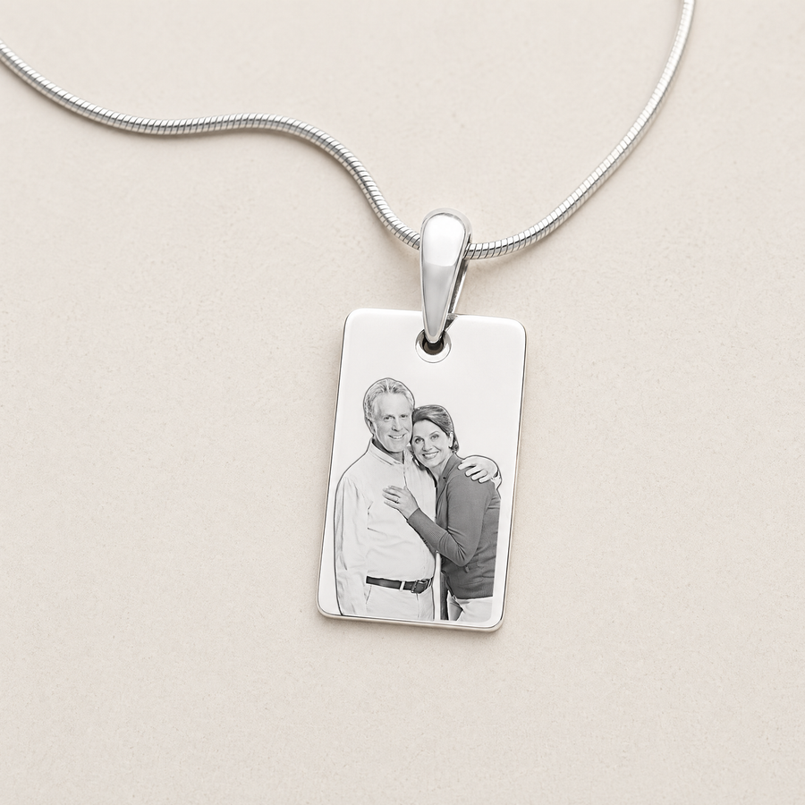 Stainless Petite Photo Rectangle Pendant