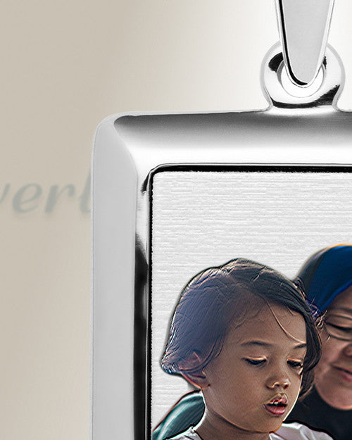 Silver Portrait Color Photo Rectangle Pendant