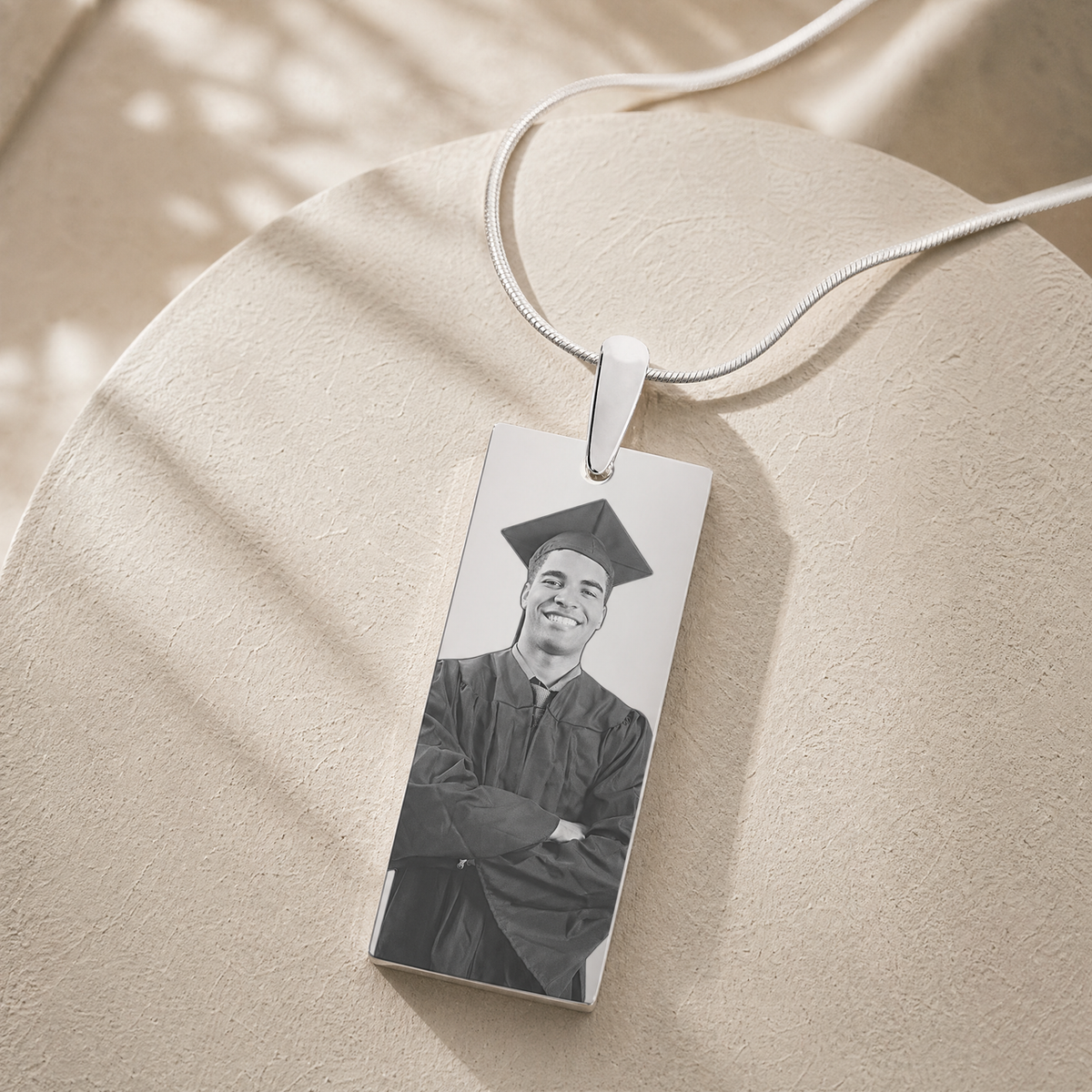 Stainless Steel Stately Rectangle Photo Pendant