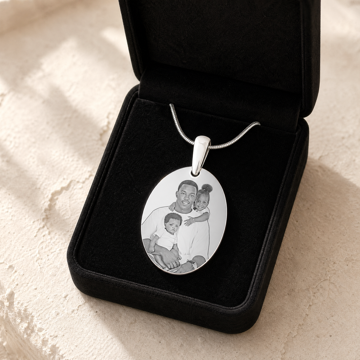 Stainless Steel Circular Portrait Photo Pendant