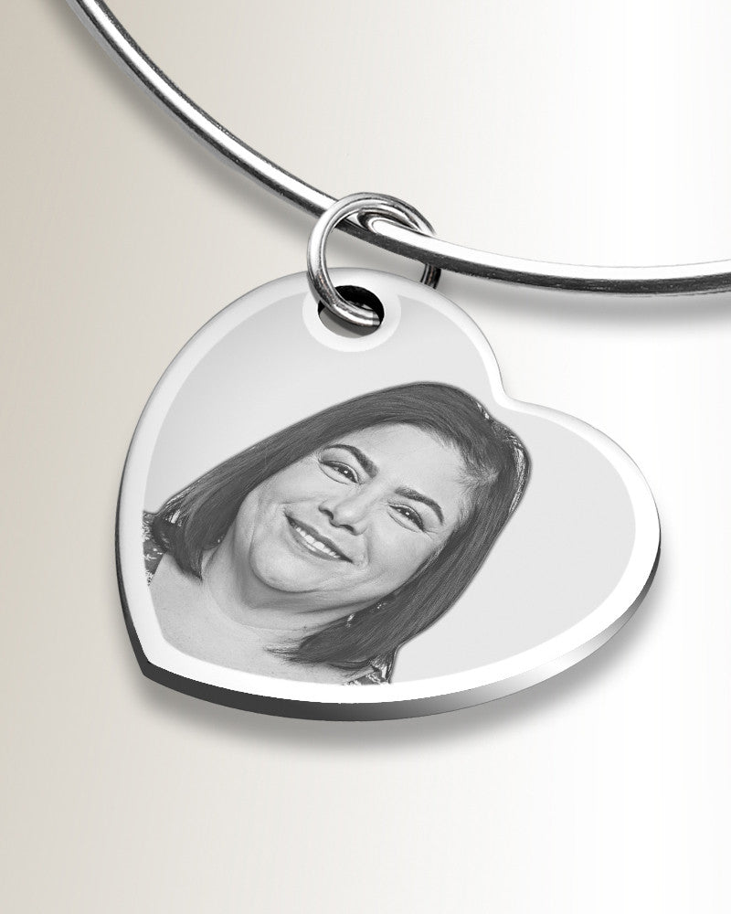 Sophisticated Stainless Steel Heartfelt Photo Pendant Bracelet