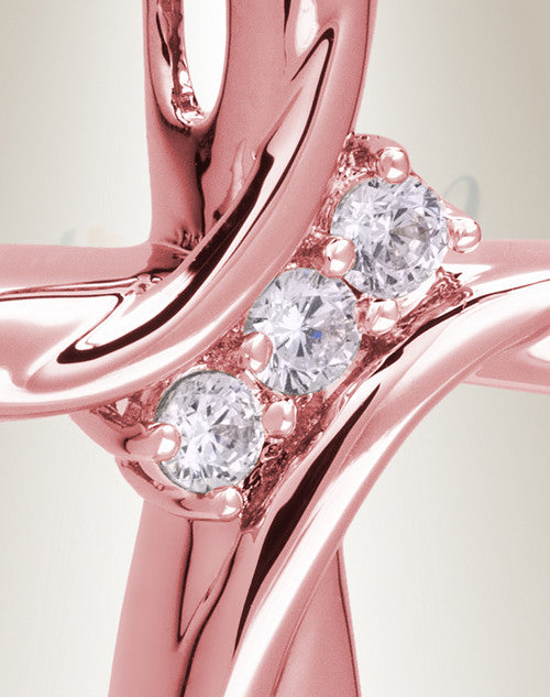 14K Rose Gold Stylish Cross Memorial Jewelry