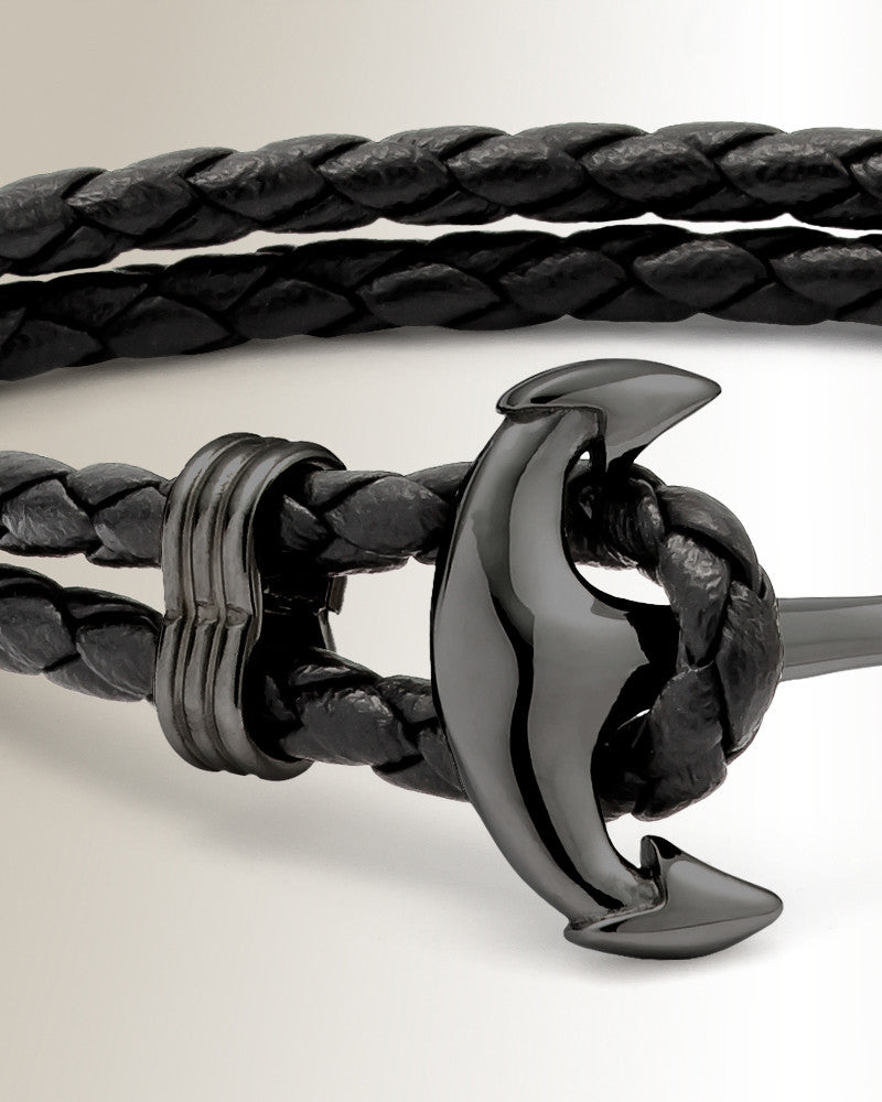 Black Stainless Steel Nautical Bracelet Cremation Jewelry