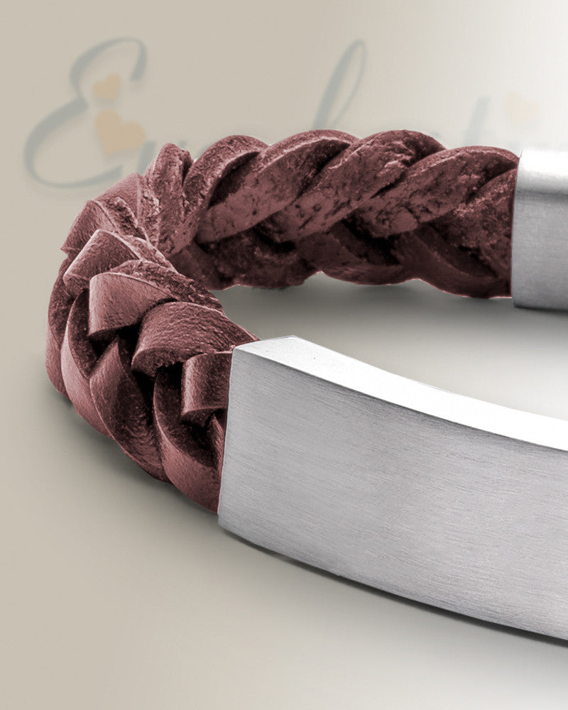 Stainless Men's Tristan Bracelet with Brown Band Cremation Jewelry