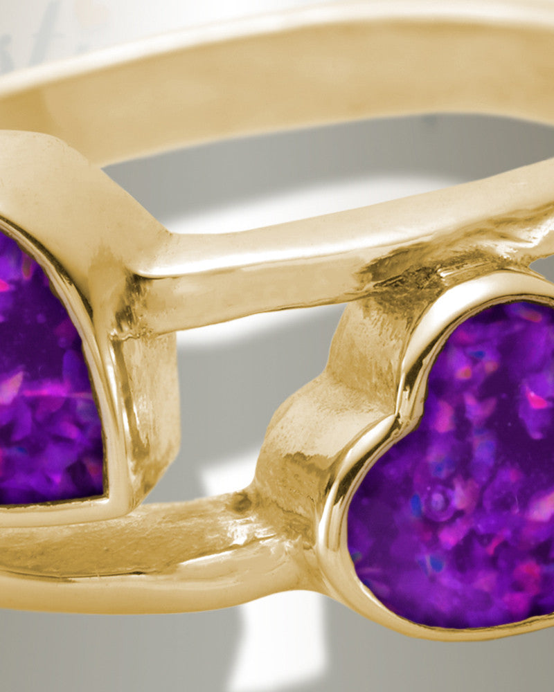 Solid 14K Gold Women's Thornley Ash Ring with Lilac Pearl Opal