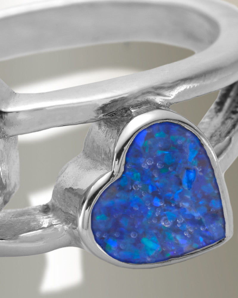 Women's Sterling Silver Thornley Ash Ring with Opal Blue Waters