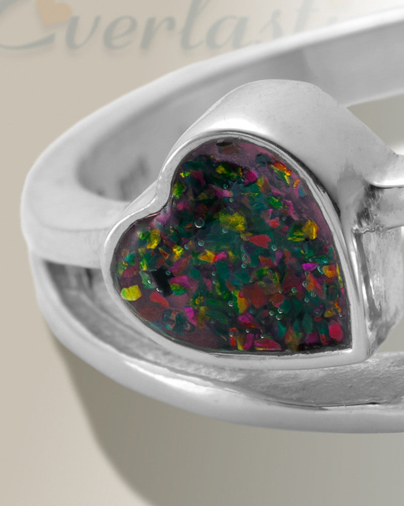Women's Sterling Silver Thornley Ash Ring with Black Flame Opal