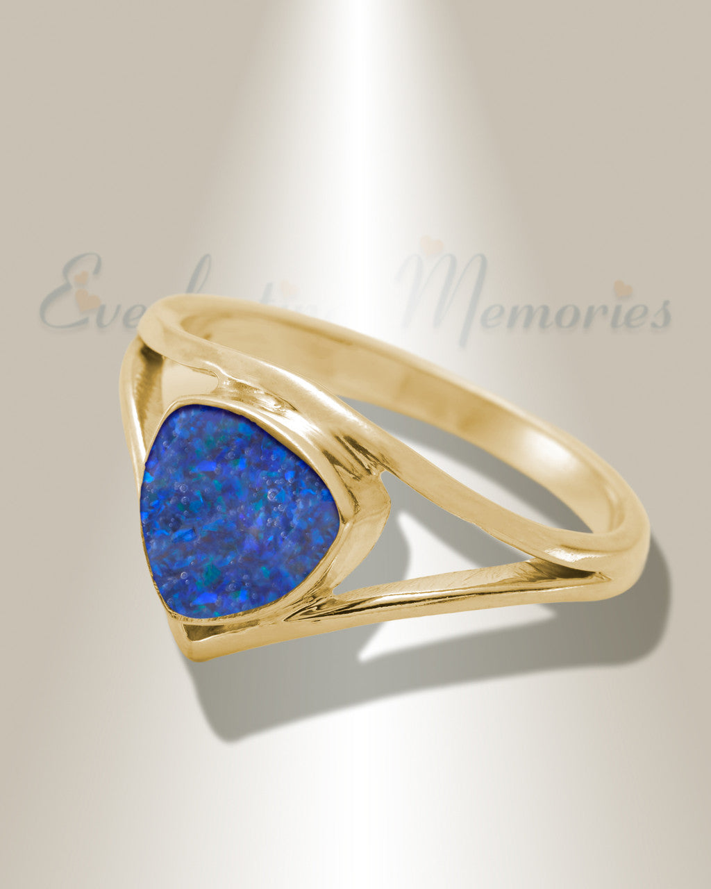 Solid 14K Gold Women's Willowbrook Ash Ring with Opal Blue Waters