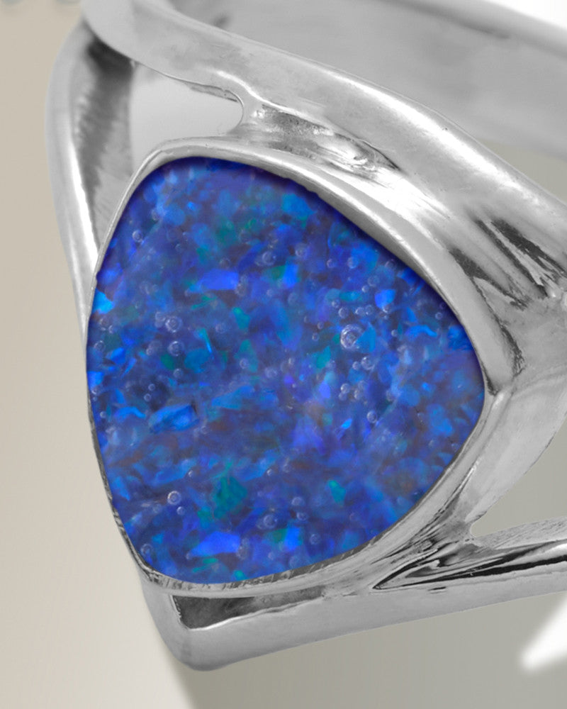 Women's Sterling Silver Willowbrook Ash Ring with Opal Blue Waters