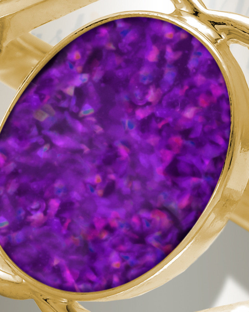 Solid 14K Gold Women's Spinnacker Ash Ring with Lilac Pearl Opal