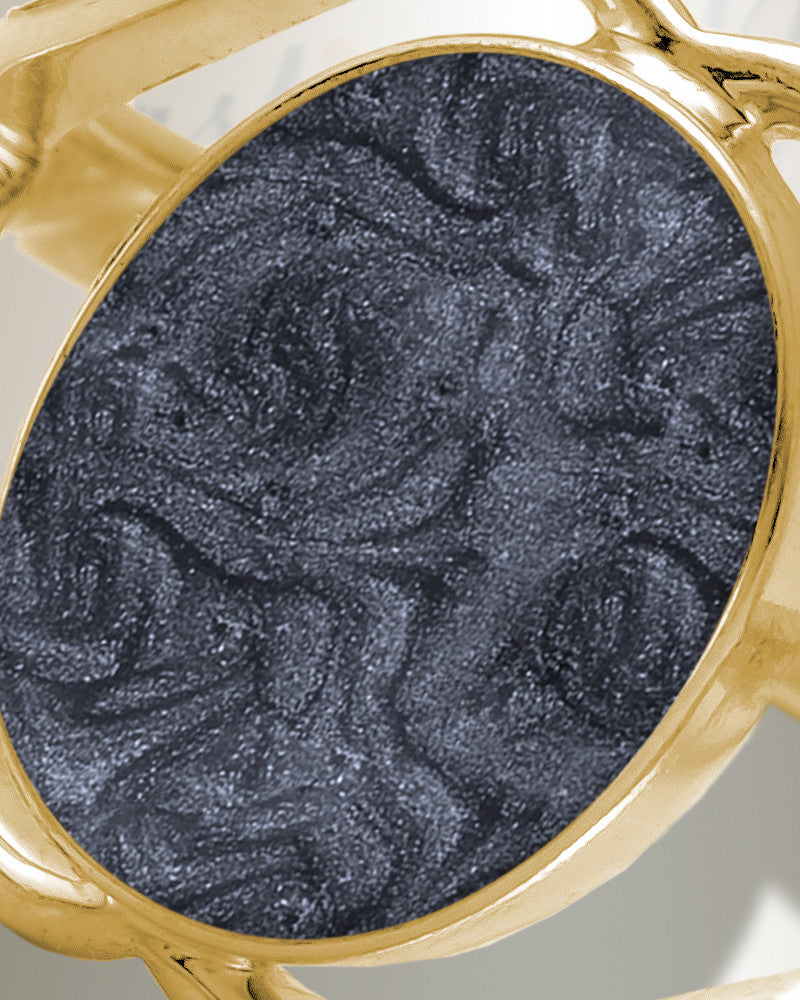 Solid 14K Gold Women's Spinnacker Ash Ring with Slate