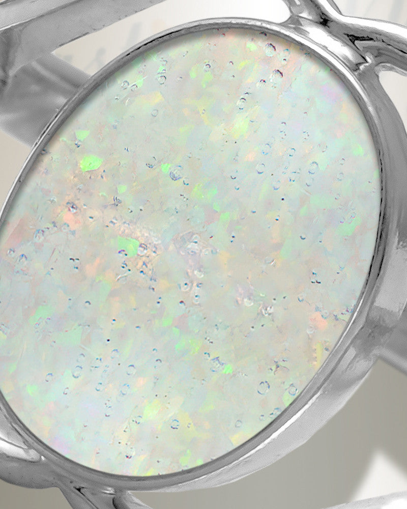 Women's Sterling Silver Spinnacker Ash Ring with Crushed Cream Opal
