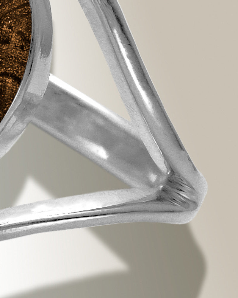 Women's Sterling Silver Spinnacker Ash Ring with Carob