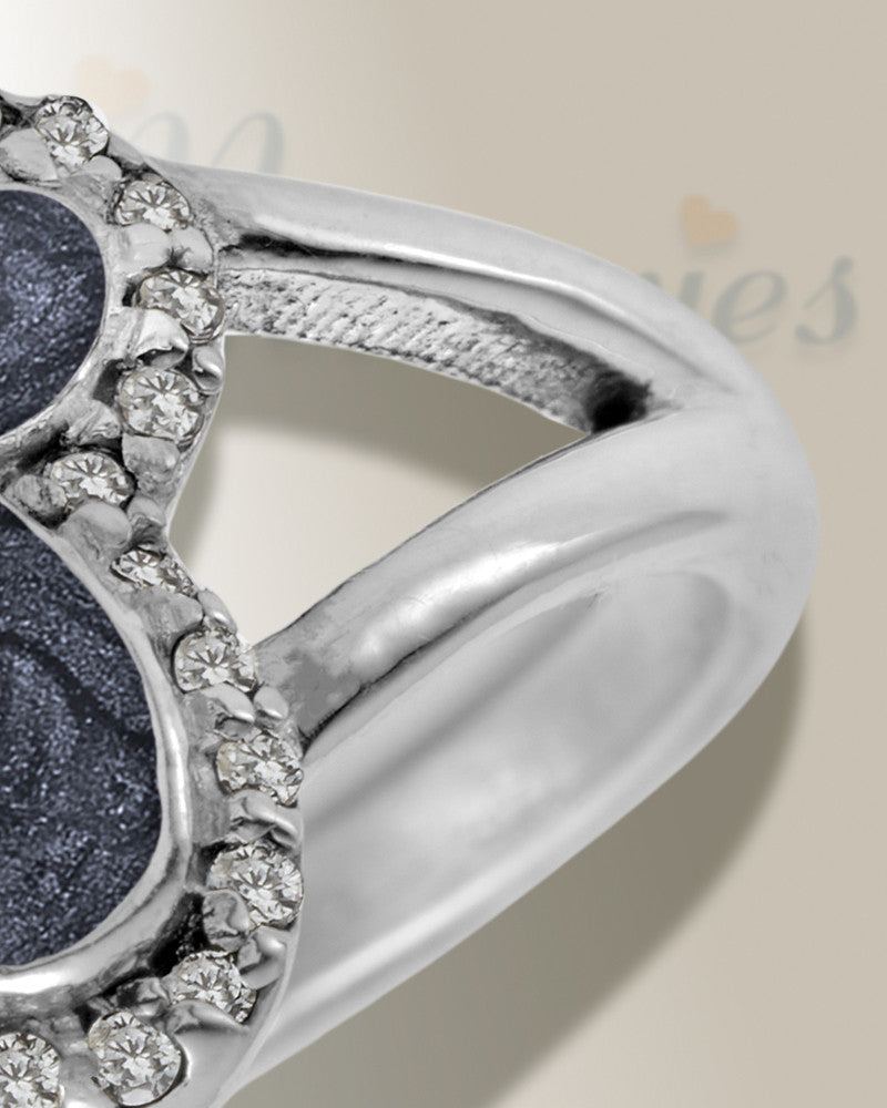 Women's Sterling Silver Paw Print Ash Ring with Slate