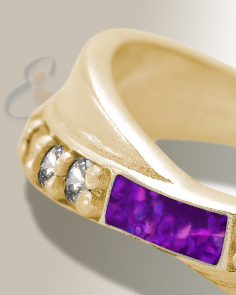 Solid 14K Gold Women's Claiborne Ash Ring with Lilac Pearl Opal