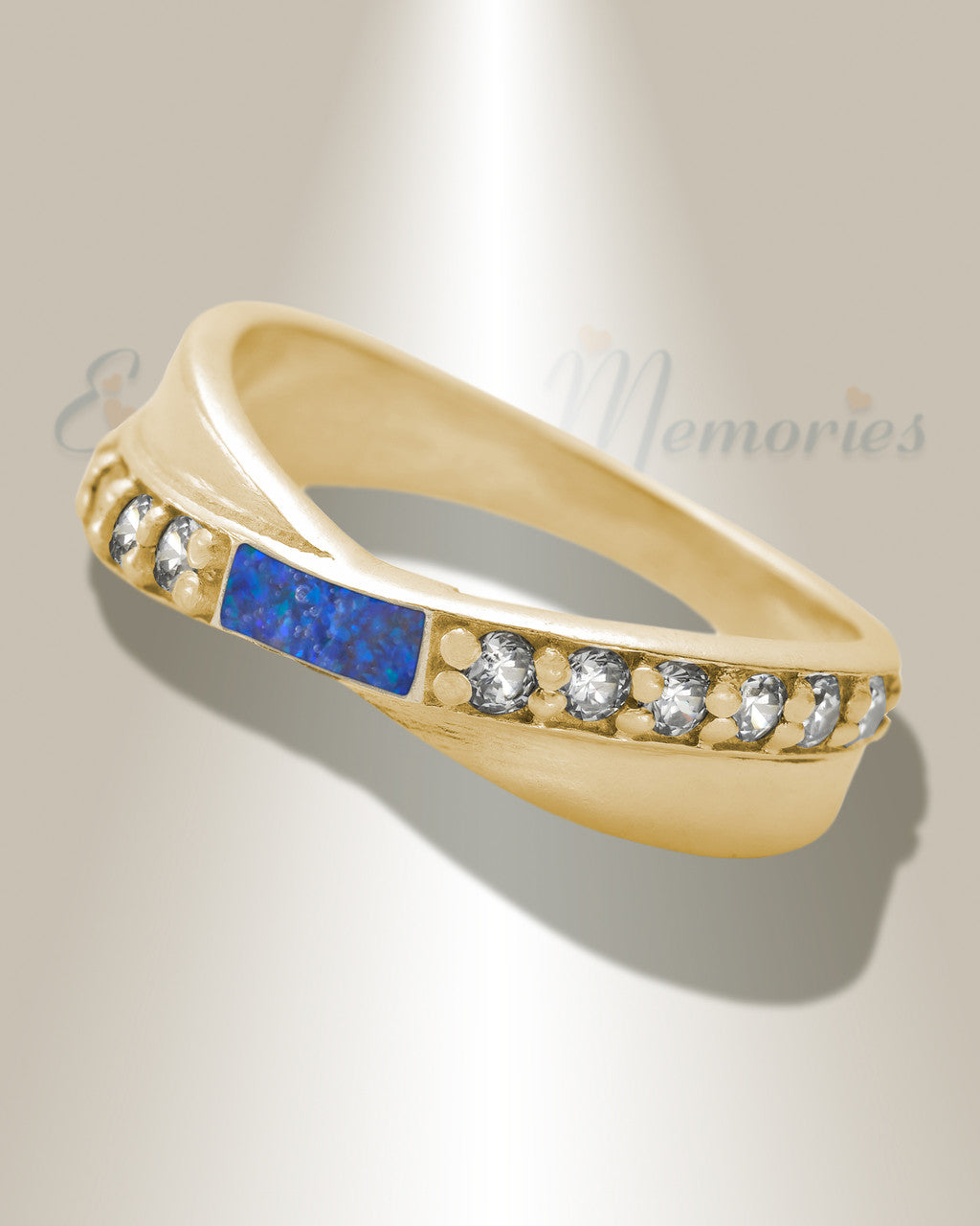 Solid 14K Gold Women's Claiborne Ash Ring with Opal Blue Waters
