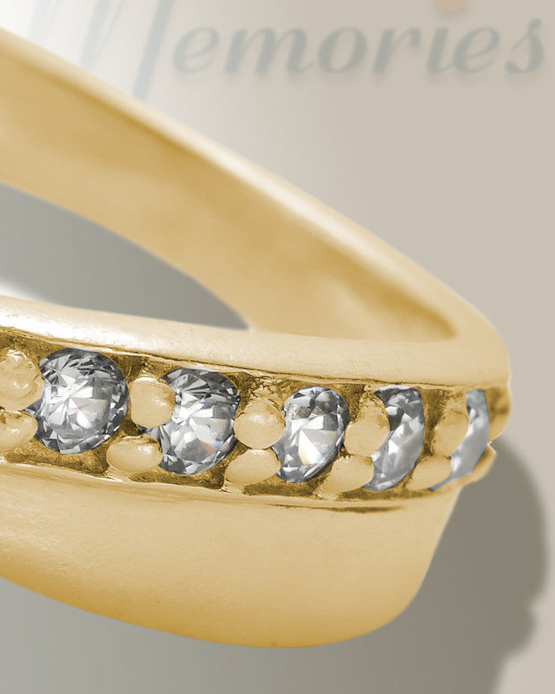 Solid 14K Gold Women's Claiborne Ash Ring with Crushed Cream Opal