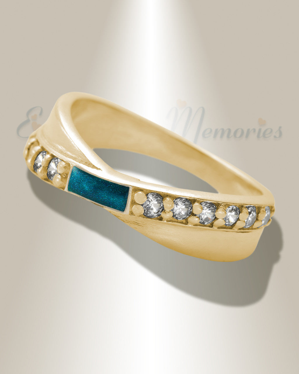 Solid 14K Gold Women's Claiborne Ash Ring with Aqua