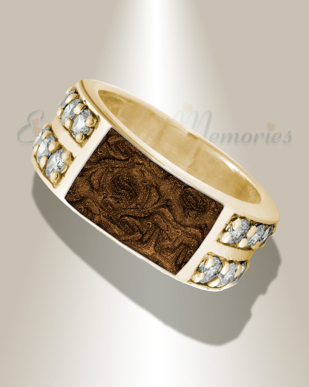 Solid 14K Gold Men's Yellowstone Ash Ring with Carob