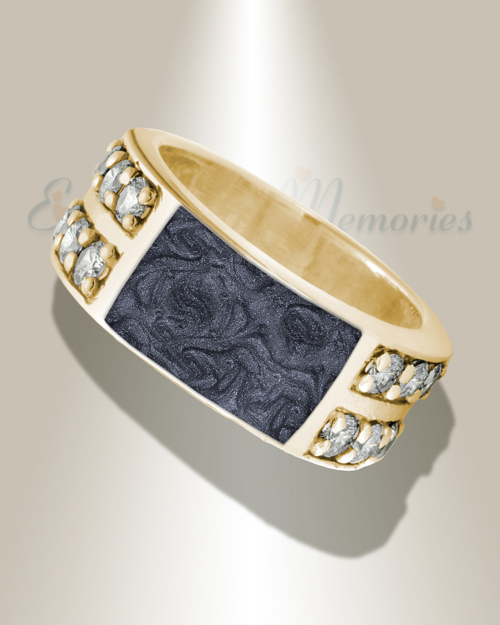 Solid 14K Gold Men's Yellowstone Ash Ring with Slate
