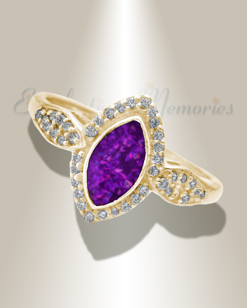 Solid 14K Gold Women's Sanctuary Ash Ring with Lilac Pearl Opal