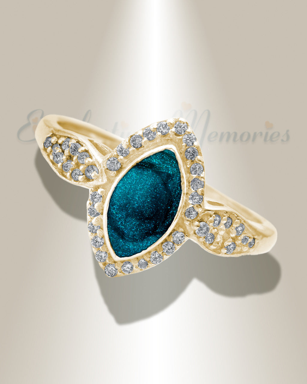 Solid 14K Gold Women's Sanctuary Ash Ring with Aqua